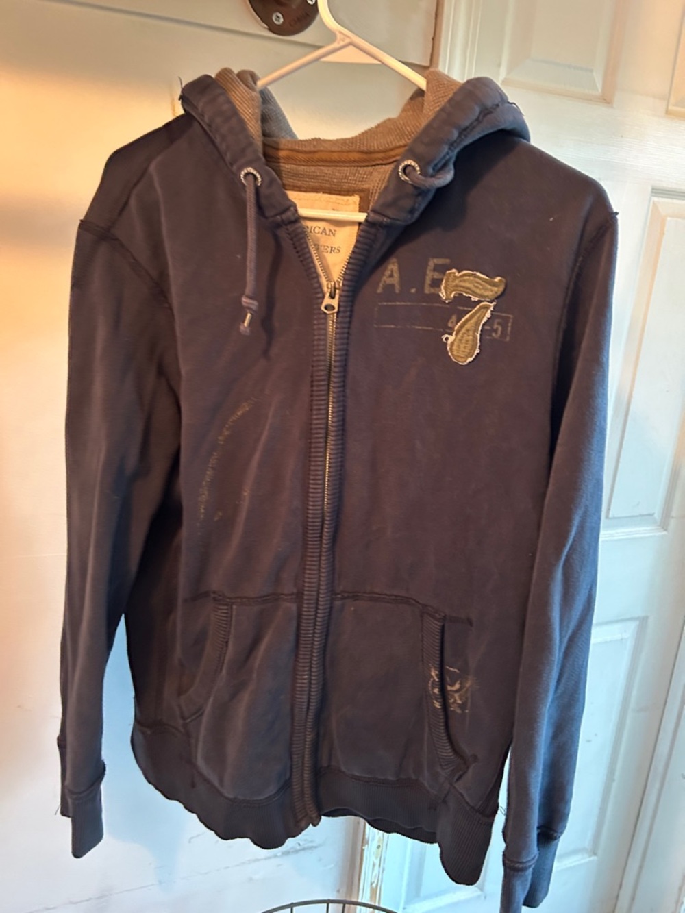 American Eagle Outfitters Navy Zip-Front Hooded Jacket